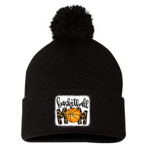 Basketball Mom Leopard Basketball Mama Pom Pom 12in Knit Beanie