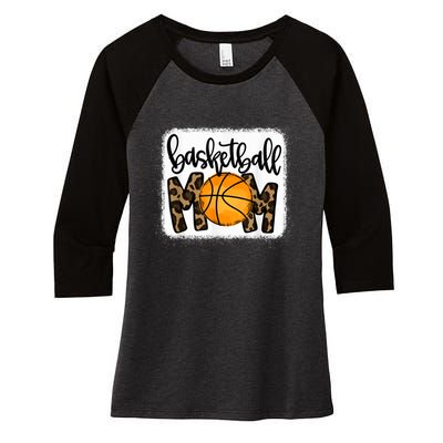 Basketball Mom Leopard Basketball Mama Women's Tri-Blend 3/4-Sleeve Raglan Shirt