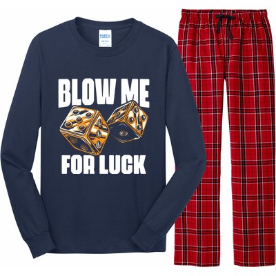 Blow Me Luck Crap Gambling Casino Roll Dice Game Gambler Long Sleeve Pajama Set