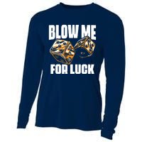 Blow Me Luck Crap Gambling Casino Roll Dice Game Gambler Cooling Performance Long Sleeve Crew