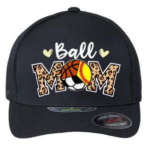 Ball Mom Leopard Softball Soccer Basketball Player Mom Gift Flexfit Unipanel Trucker Cap