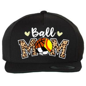 Ball Mom Leopard Softball Soccer Basketball Player Mom Gift Wool Snapback Cap