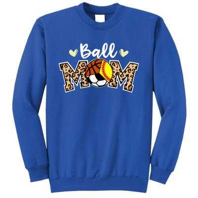 Ball Mom Leopard Softball Soccer Basketball Player Mom Gift Sweatshirt