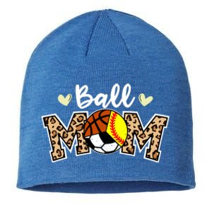 Ball Mom Leopard Softball Soccer Basketball Player Mom Gift Sustainable Beanie