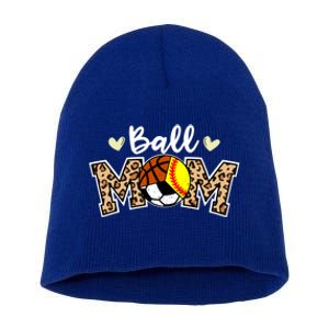 Ball Mom Leopard Softball Soccer Basketball Player Mom Gift Short Acrylic Beanie