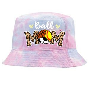 Ball Mom Leopard Softball Soccer Basketball Player Mom Gift Tie-Dyed Bucket Hat