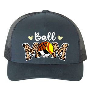 Ball Mom Leopard Softball Soccer Basketball Player Mom Gift Yupoong Adult 5-Panel Trucker Hat