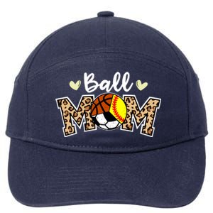 Ball Mom Leopard Softball Soccer Basketball Player Mom Gift 7-Panel Snapback Hat