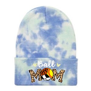 Ball Mom Leopard Softball Soccer Basketball Player Mom Gift Tie Dye 12in Knit Beanie