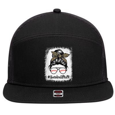 Baseball Mom Leopard Mothers Day Women Baseball Mama 7 Panel Mesh Trucker Snapback Hat