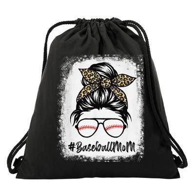 Baseball Mom Leopard Mothers Day Women Baseball Mama Drawstring Bag