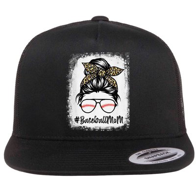 Baseball Mom Leopard Mothers Day Women Baseball Mama Flat Bill Trucker Hat