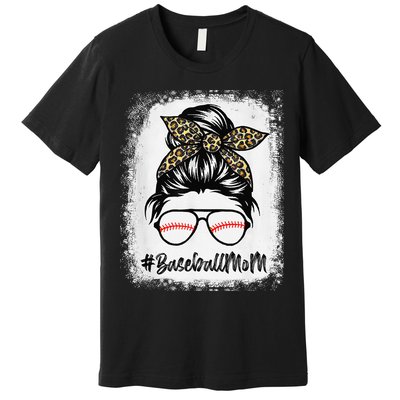 Baseball Mom Leopard Mothers Day Women Baseball Mama Premium T-Shirt