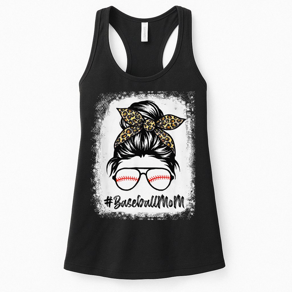 Baseball Mom Leopard Mothers Day Women Baseball Mama Womens Tank Top
