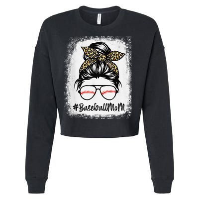 Baseball Mom Leopard Mothers Day Women Baseball Mama Cropped Pullover Crew