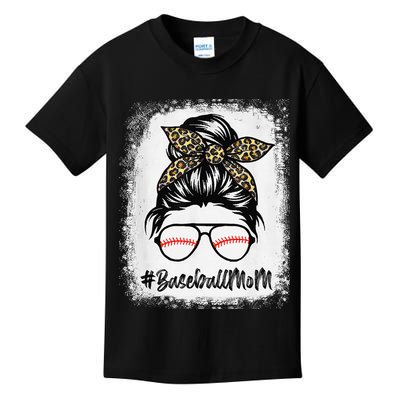 Baseball Mom Leopard Mothers Day Women Baseball Mama Kids T-Shirt