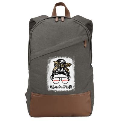 Baseball Mom Leopard Mothers Day Women Baseball Mama Cotton Canvas Backpack