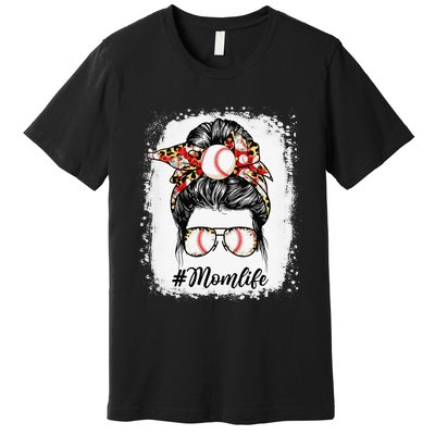 Baseball Mom Life Messy Bun Sports gift mother's day Premium T-Shirt