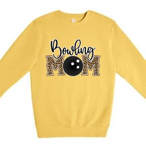 Bowling Mom Leopard Print Proud Bowling Mother Gift Premium Crewneck Sweatshirt