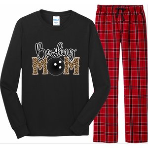 Bowling Mom Leopard Print Proud Bowling Mother Gift Long Sleeve Pajama Set