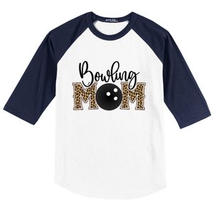 Bowling Mom Leopard Print Proud Bowling Mother Gift Baseball Sleeve Shirt