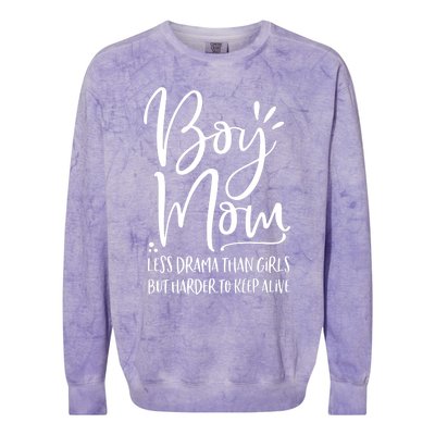 Boy Mom Less Drama Than Girl But Harder To Keep Alive Colorblast Crewneck Sweatshirt