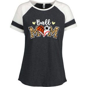 Ball Mom Leopard Soccer Football Baseball Basketball Enza Ladies Jersey Colorblock Tee