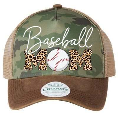 Baseball Mom - Leopard Print Cursive Script Legacy Tie Dye Trucker Hat