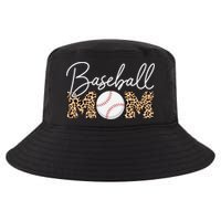 Baseball Mom - Leopard Print Cursive Script Cool Comfort Performance Bucket Hat