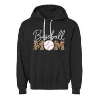Baseball Mom - Leopard Print Cursive Script Garment-Dyed Fleece Hoodie