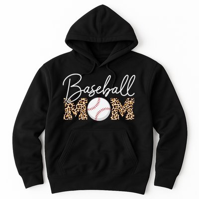 Baseball Mom - Leopard Print Cursive Script Hoodie