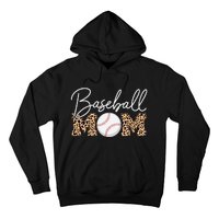 Baseball Mom - Leopard Print Cursive Script Hoodie