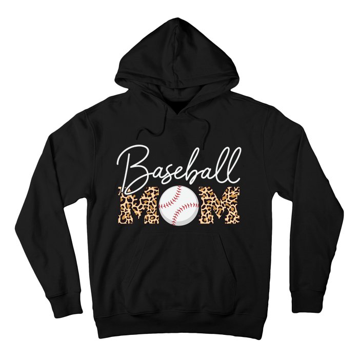 Baseball Mom - Leopard Print Cursive Script Hoodie