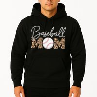 Baseball Mom - Leopard Print Cursive Script Hoodie