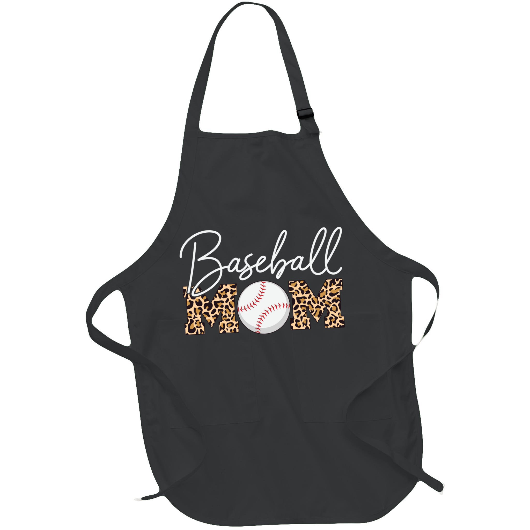 Baseball Mom - Leopard Print Cursive Script Apron