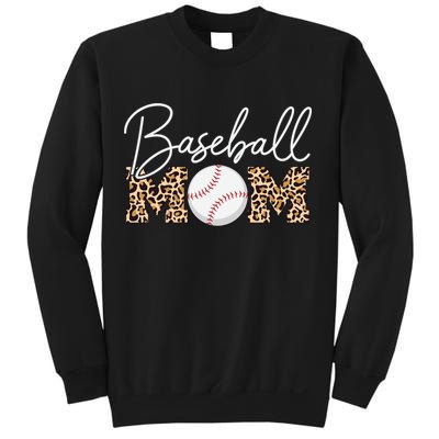 Baseball Mom - Leopard Print Cursive Script Sweatshirt