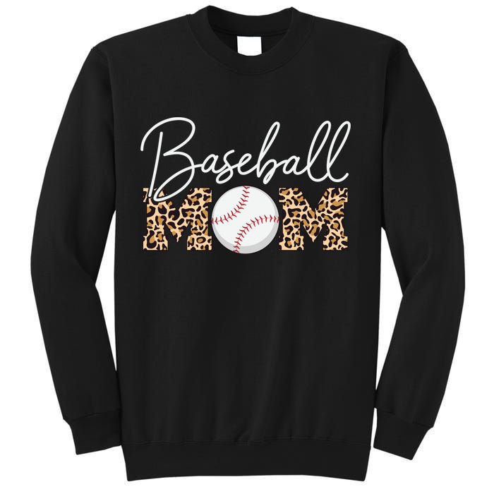 Baseball Mom - Leopard Print Cursive Script Sweatshirt