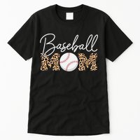 Baseball Mom - Leopard Print Cursive Script Tall T-Shirt