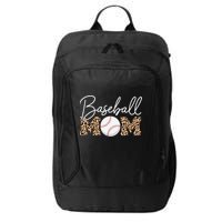 Baseball Mom - Leopard Print Cursive Script City Backpack