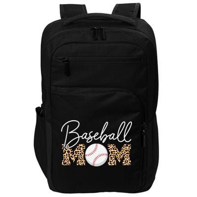 Baseball Mom - Leopard Print Cursive Script Impact Tech Backpack