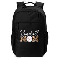 Baseball Mom - Leopard Print Cursive Script Daily Commute Backpack