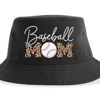 Baseball Mom - Leopard Print Cursive Script Sustainable Bucket Hat