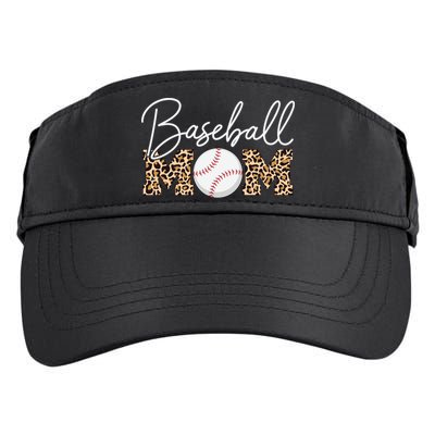 Baseball Mom - Leopard Print Cursive Script Adult Drive Performance Visor