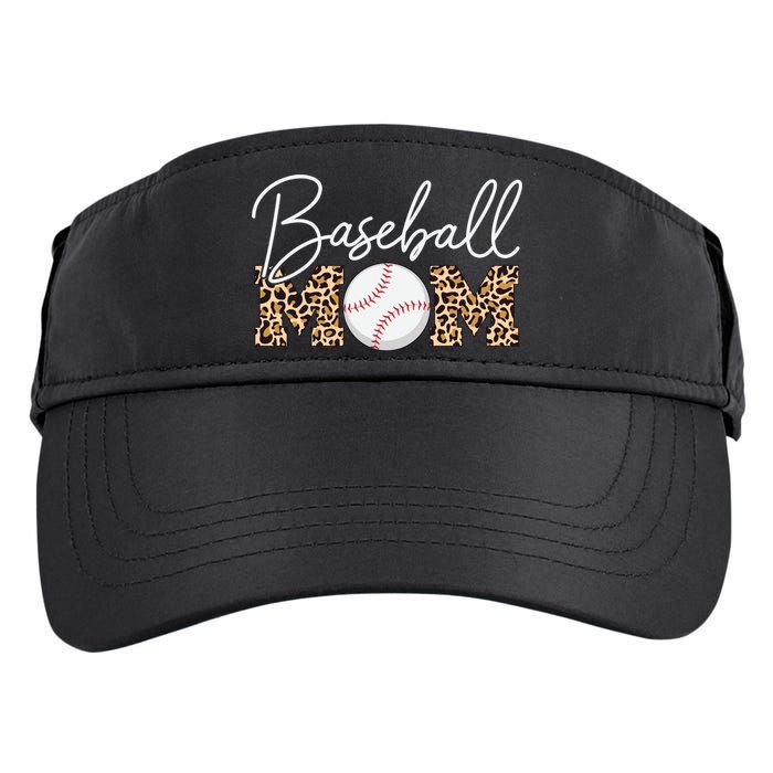 Baseball Mom - Leopard Print Cursive Script Adult Drive Performance Visor
