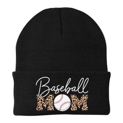Baseball Mom - Leopard Print Cursive Script Beanie