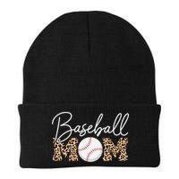 Baseball Mom - Leopard Print Cursive Script Beanie