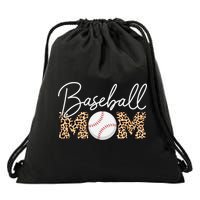 Baseball Mom - Leopard Print Cursive Script Drawstring Bag