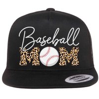 Baseball Mom - Leopard Print Cursive Script Flatbill Hat