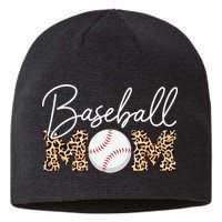 Baseball Mom - Leopard Print Cursive Script Sustainable Beanie