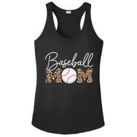 Baseball Mom - Leopard Print Cursive Script Ladies PosiCharge Competitor Racerback Tank
